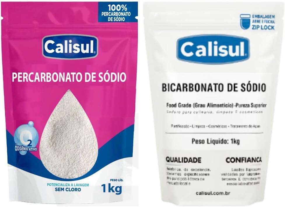 Kit Limpeza Natural 2kg – Percarbonato de Sódio 1kg + Bicarbonato de Sódio 1kg | Ecológico, Multiuso, Clareador de Roupas, Remove Manchas e Odor | Alta Eficiência e Sustentabilidade