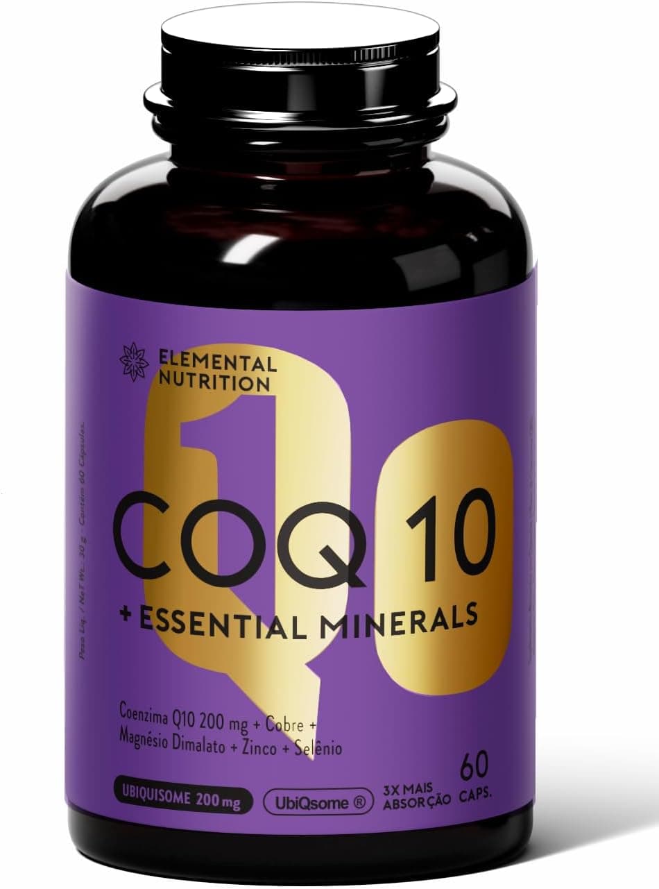 Coenzima Q10 com Essential Minerals, Elemental Nutrition, Contém Magnésio Dimalato, Zinco, Selênio e Cobre – 60 Cápsulas
